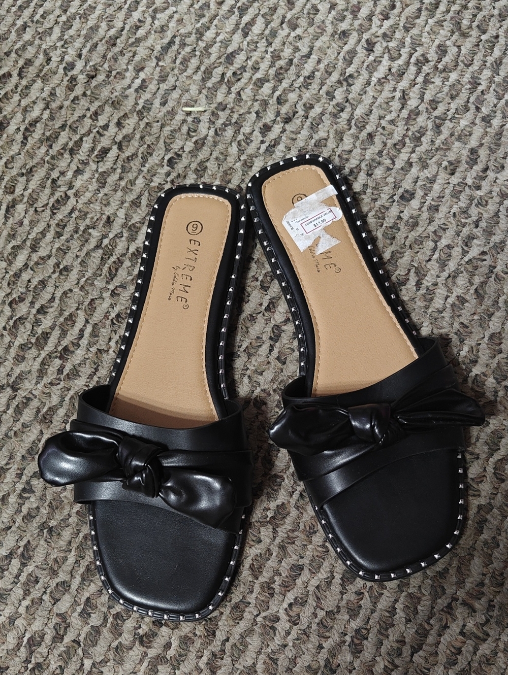 Black Bow Slide Sandals for Women